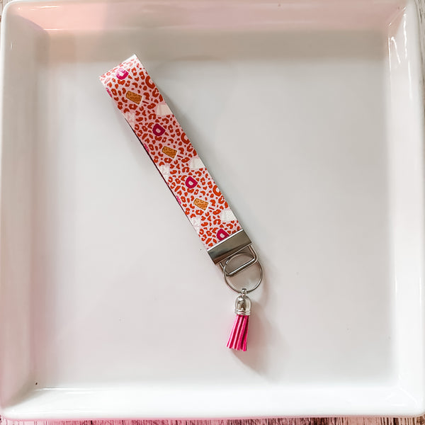 Dunkin Cheetah Keychain Wristlet Fob