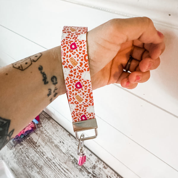 Dunkin Cheetah Keychain Wristlet Fob