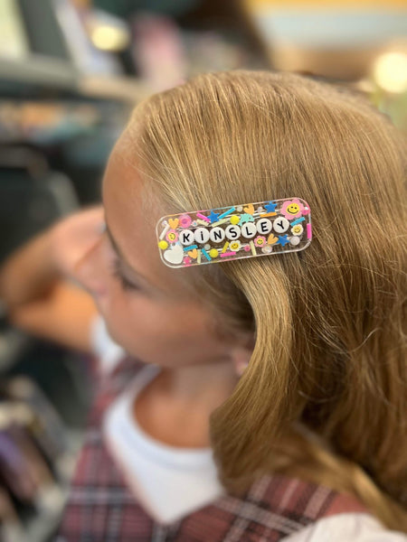 Happy Go Lucky Custom Hair Clip and Earring Set