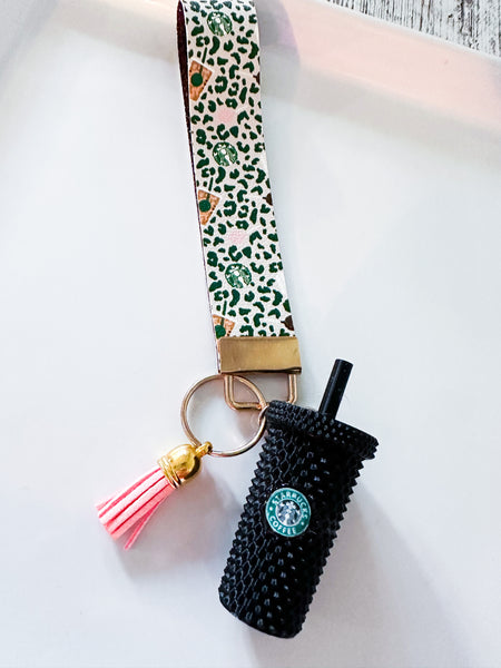 Starbucks Cheetah Keychain Wristlet Fob